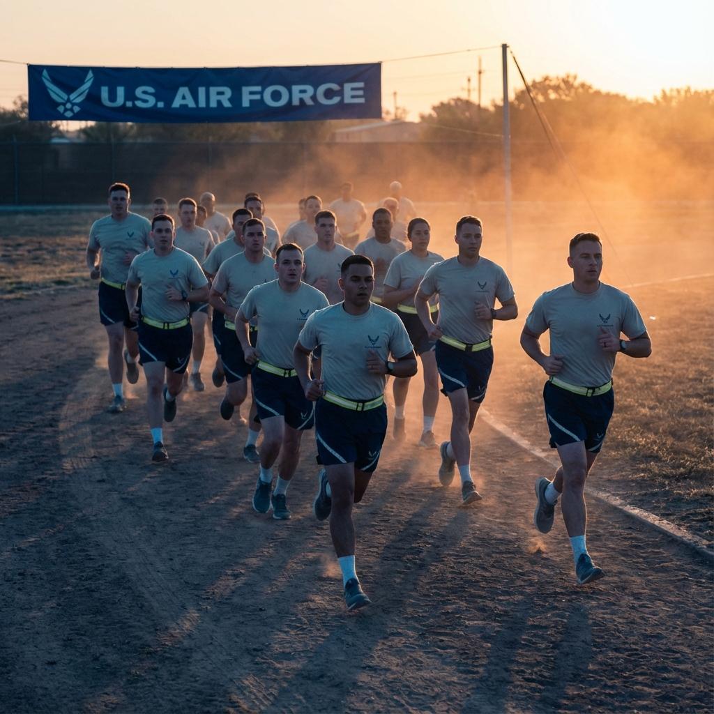 US Air Force personnel training at sunrise - Air Force PT Pro